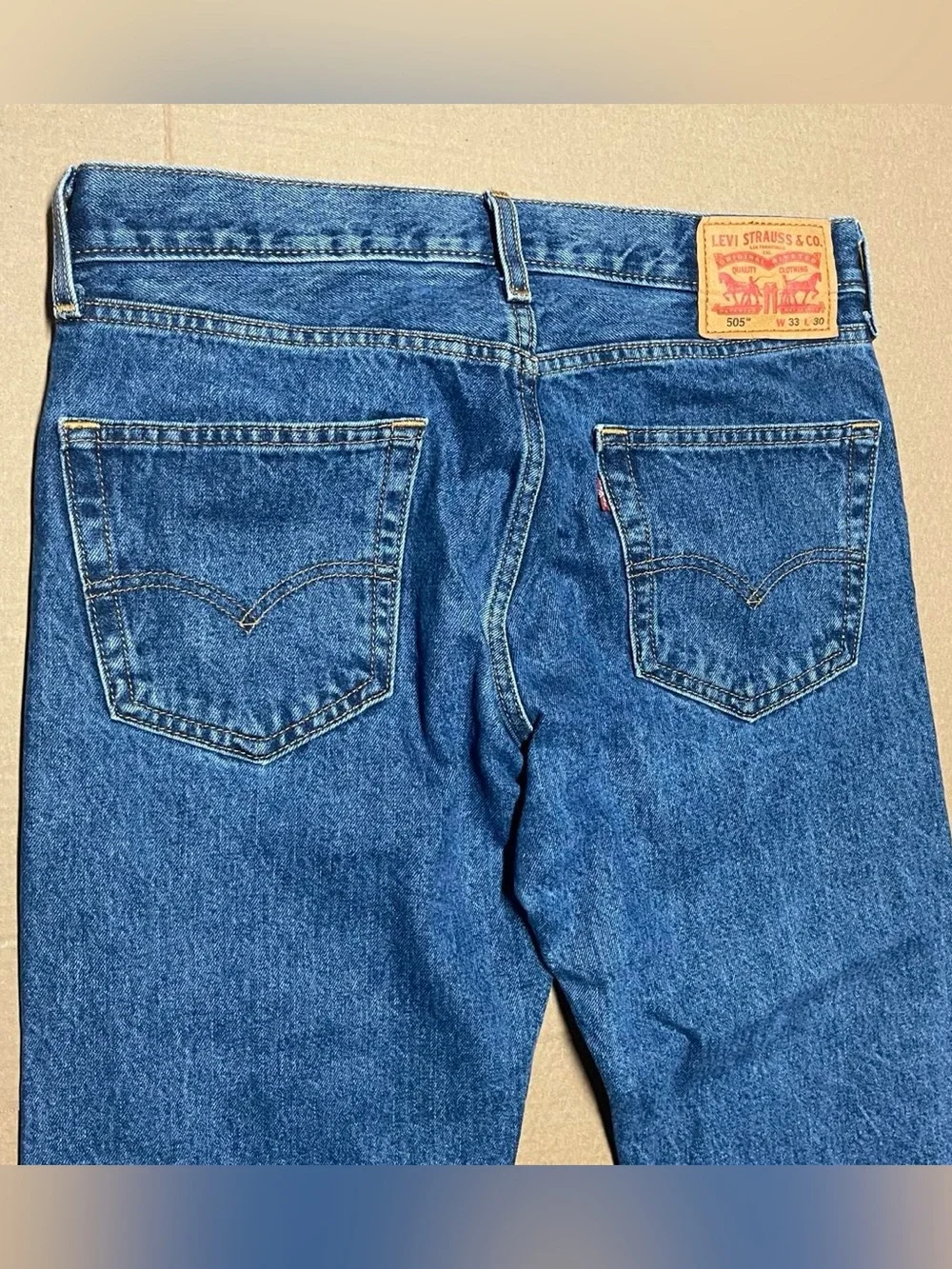Levi's 505 Regular Fit Jeans Mens 33x23 Blue Rugged Medium Wash Straight Leg
